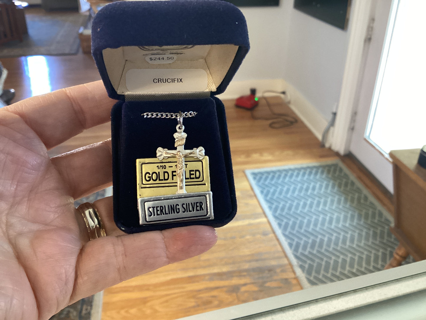 Two Tone Crucifix Necklace