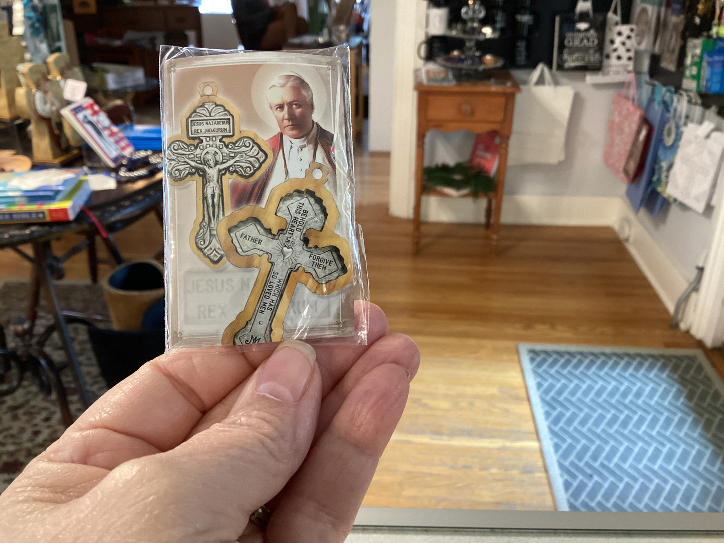 Olive Wood Pardon Crucifix Corded Necklace