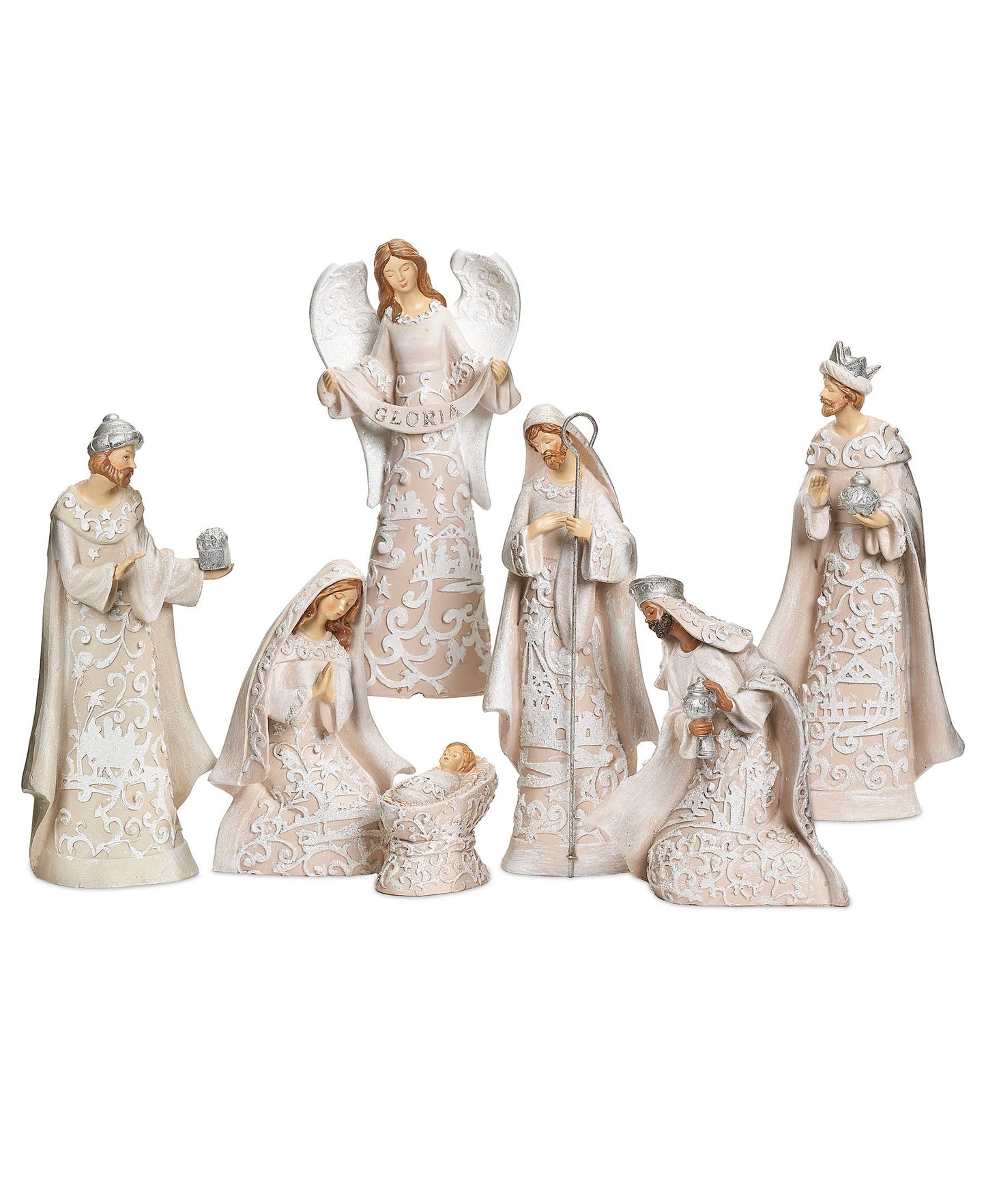 Roman - Nativity with Angel, Paper Cut Style; 7-piece Set