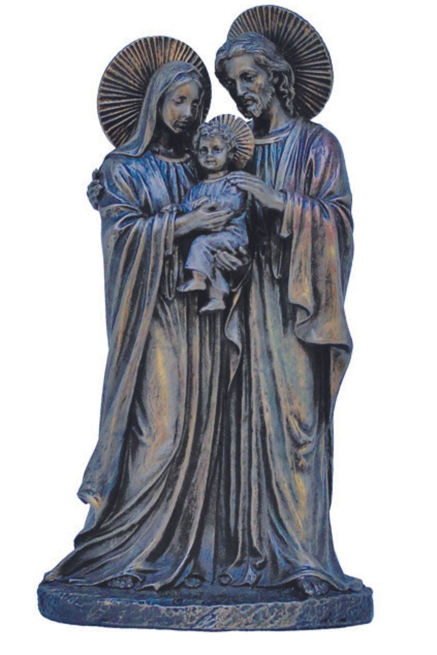 Goldscheider of Vienna - Holy Family Statue with Halos in Cold Cast Bronze 8.5"