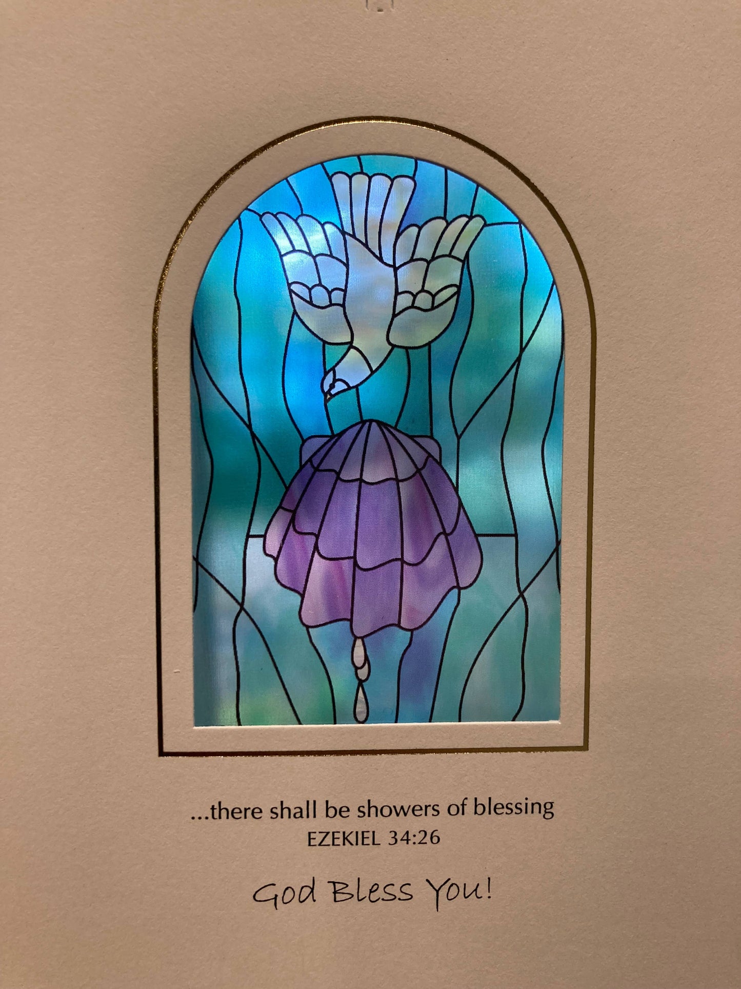 Bright Greetings - Baptism Holy Spirit suncatcher greeting card 5x7, religious