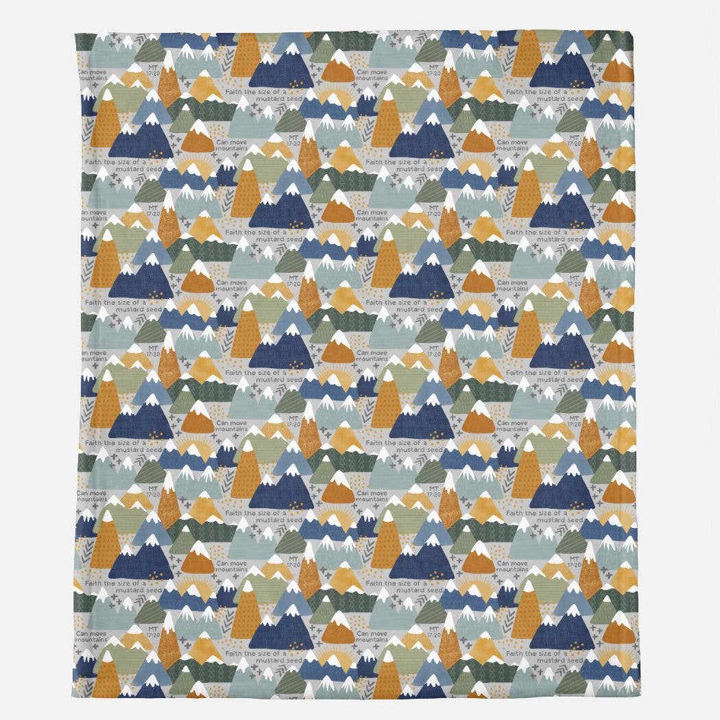 The Little Rose Shop - Faith Moves Mountains Minky Blanket