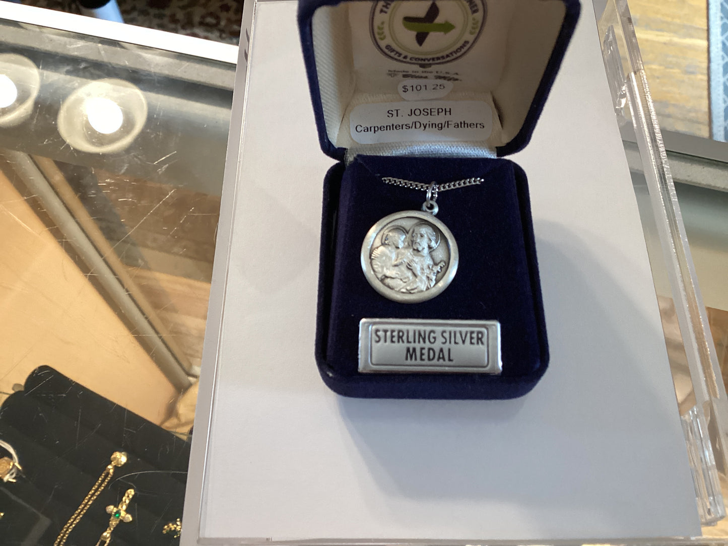 Sterling Silver St Joseph Medal on 18” chain