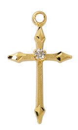 Gold/Sterling Silver Cross with Zirconia Center