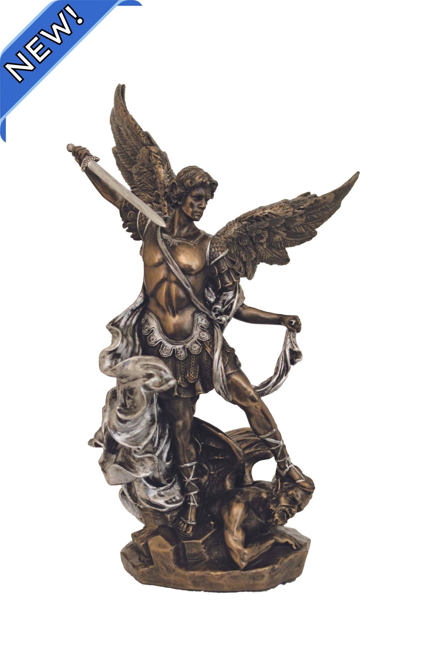 Goldscheider of Vienna - St. Michael Statue in Cold Cast Bronze/Pewter Style