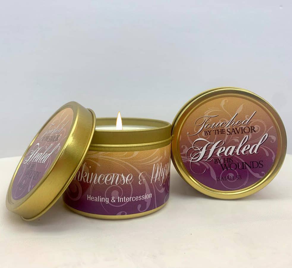 Abba Christian Products - Frankincense & Myrrh - 6oz Gold Tin Candle