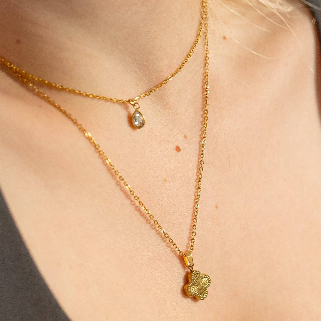 WJW - 18K Gold PVD Teardrop Birthstone Charm