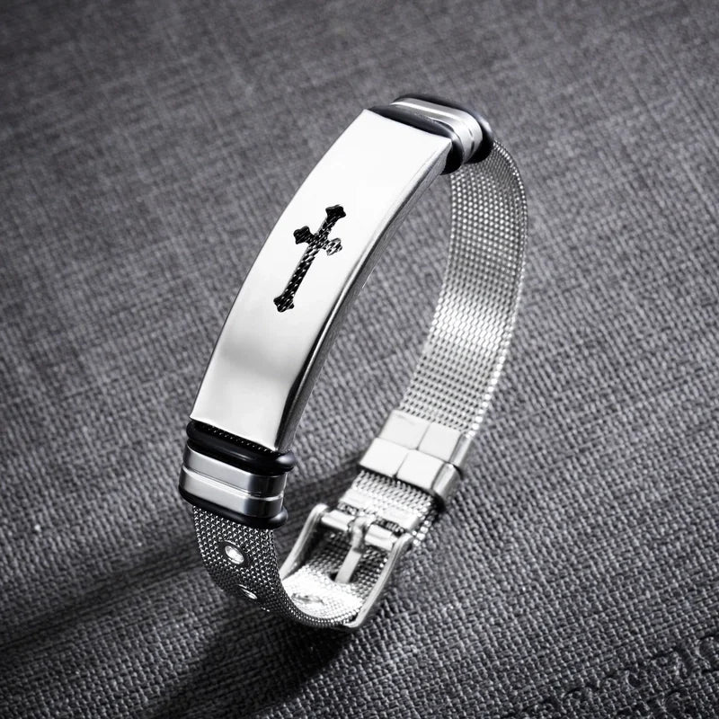 Stainless Steel Classic Cross Bracelet