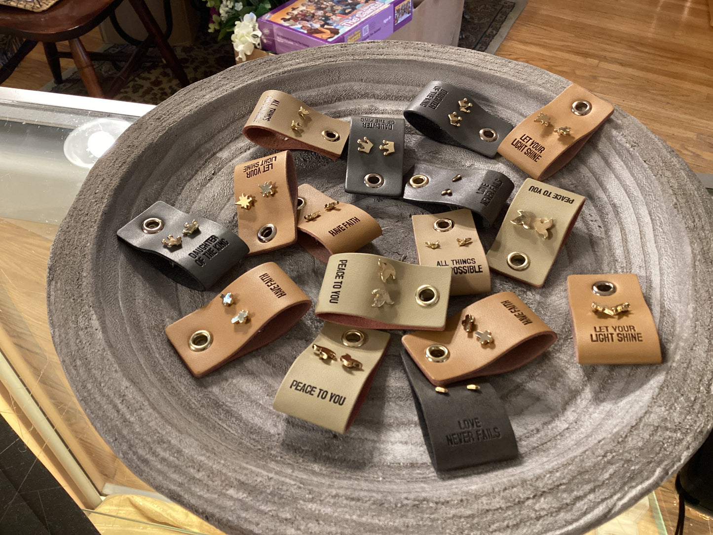 Leather Tag Earrings