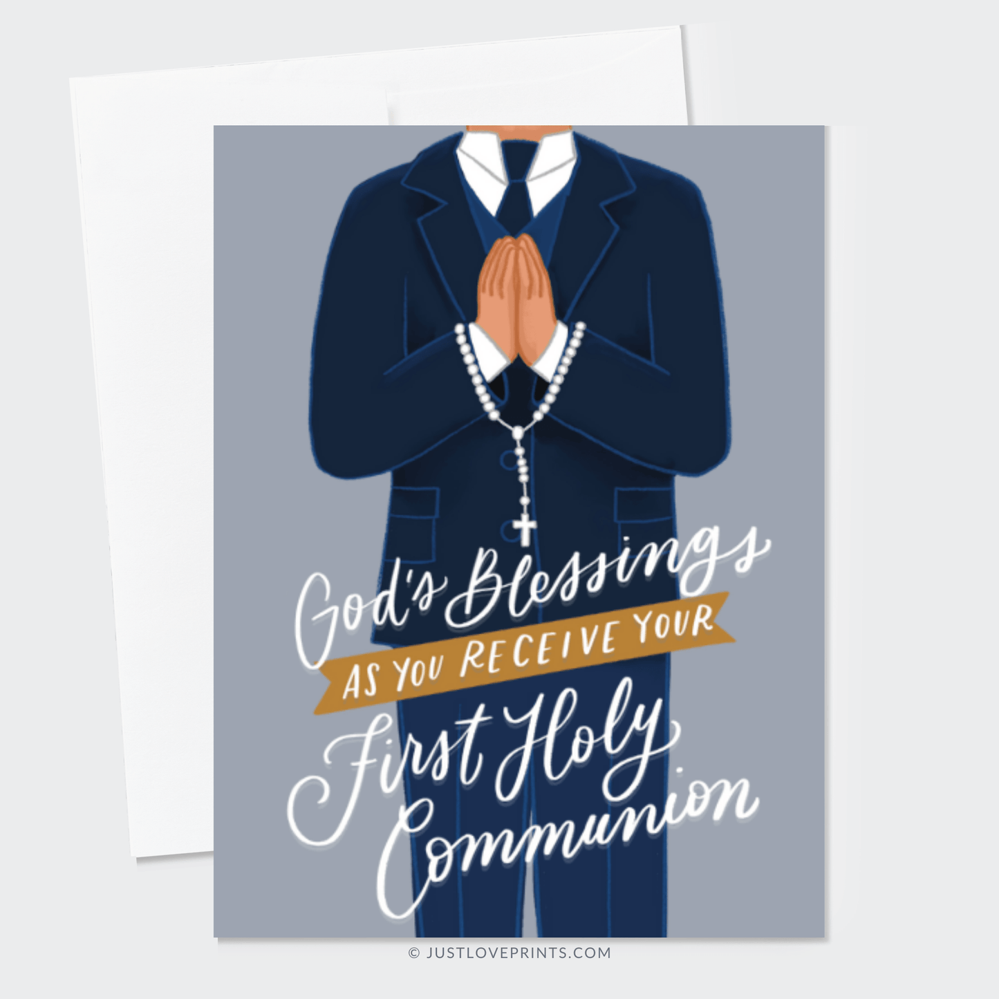 Just Love Prints - Catholic Stickers & Gifts - Boy First Holy Communion Greeting Card