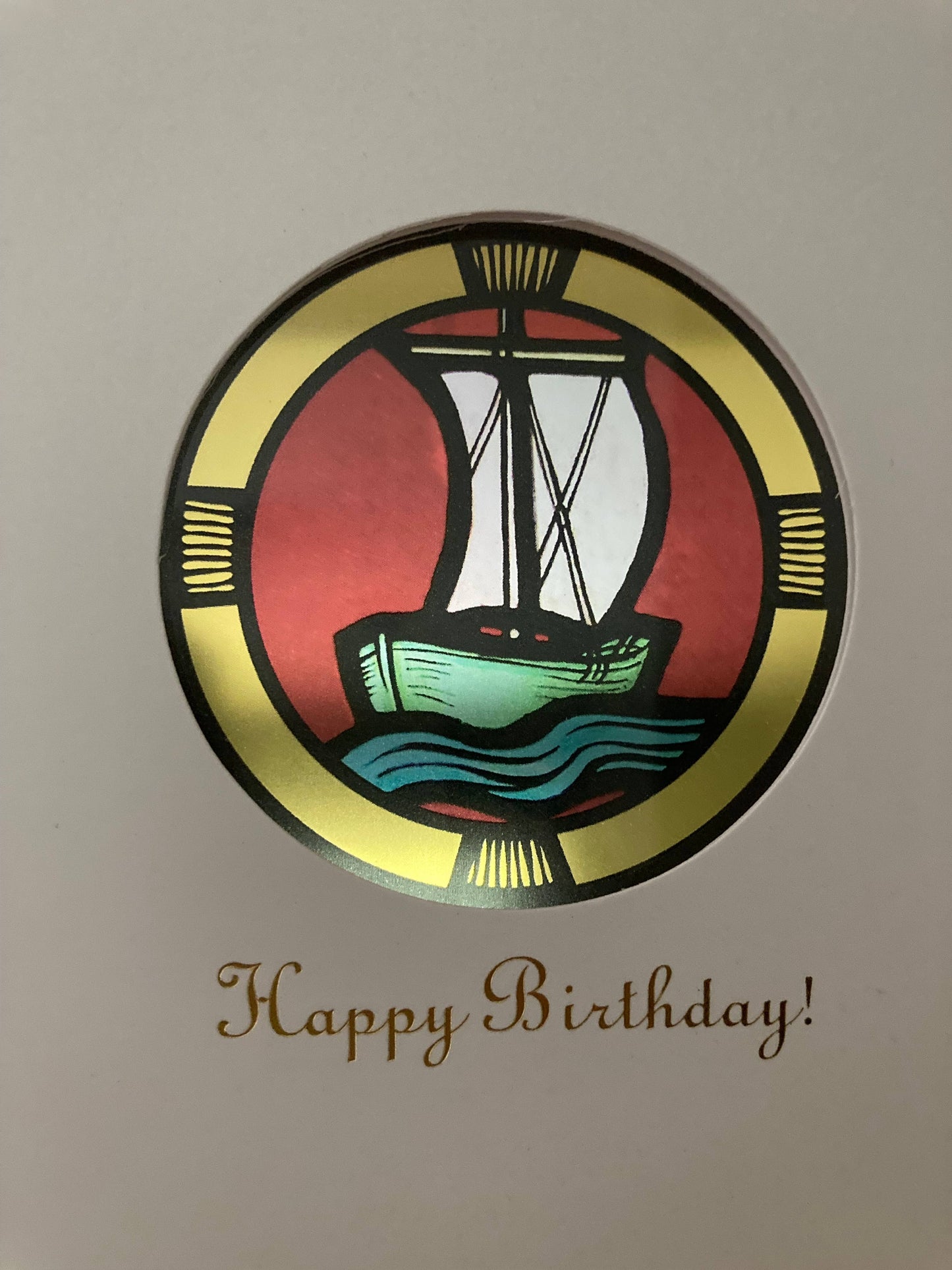 Bright Greetings - Sailboat birthday sun-catcher greeting card | stained glass