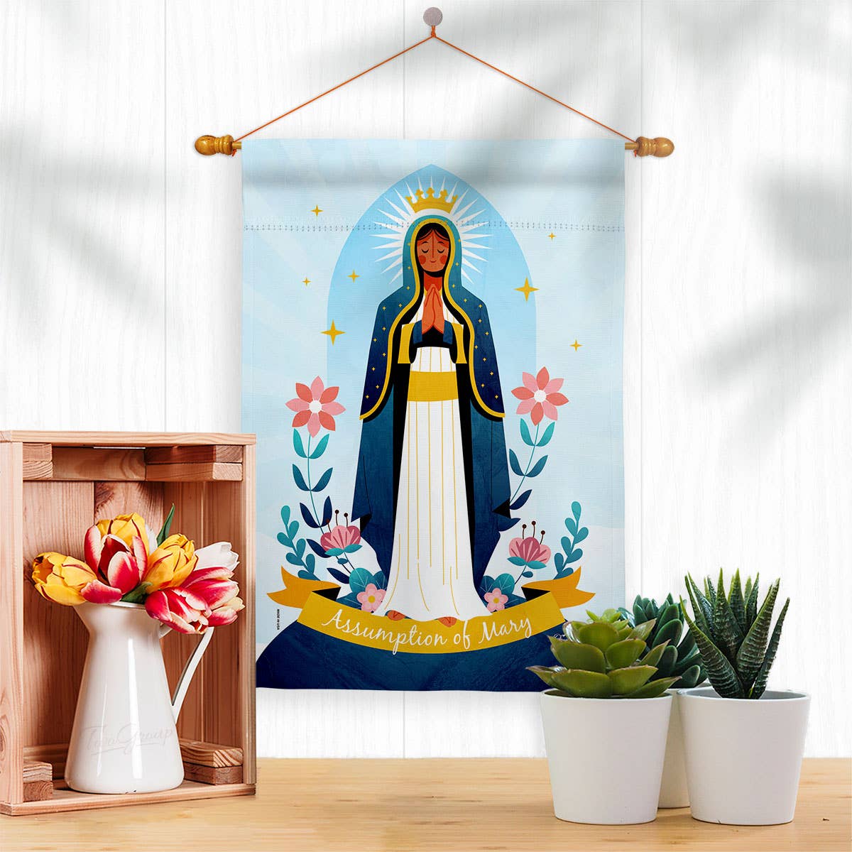 Two Group Flag Co - Flag Assumption Mary Faith Virgin Garden House 2-Sided Home