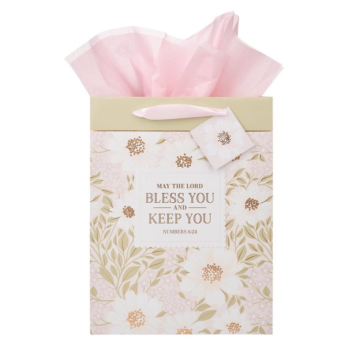 Christian Art Gifts - Gift Bag LG Portrait Bless You And Keep You Num. 6:24