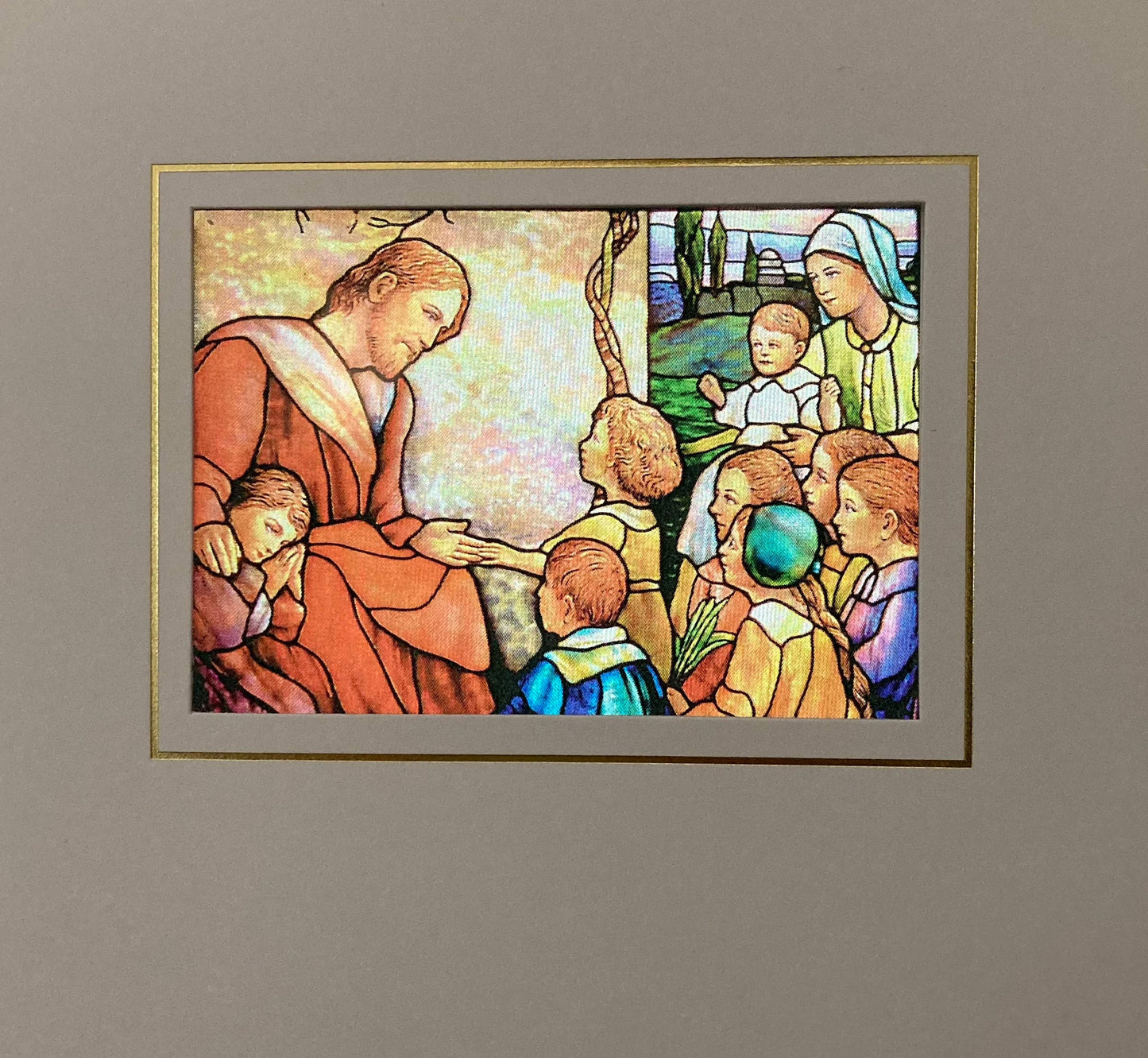 Bright Greetings - Christ Blessing the Children sun-catcher card