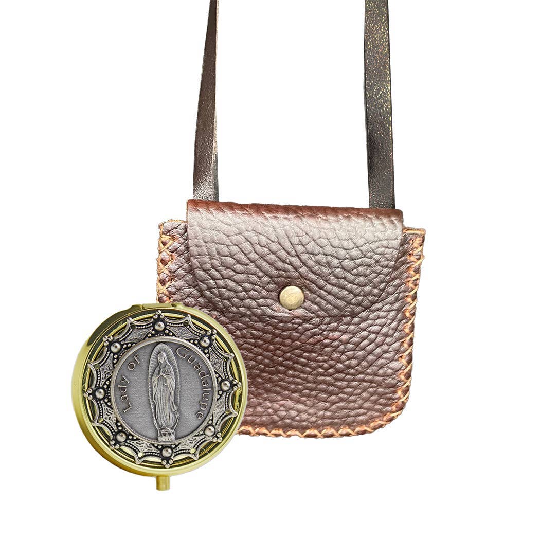 Oremus Mercy - Leather BURSE (16″ Shoulder strap)