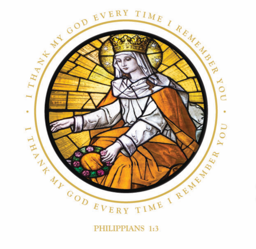 Bright Greetings - The Blessed Mother sun-catcher Catholic greeting card