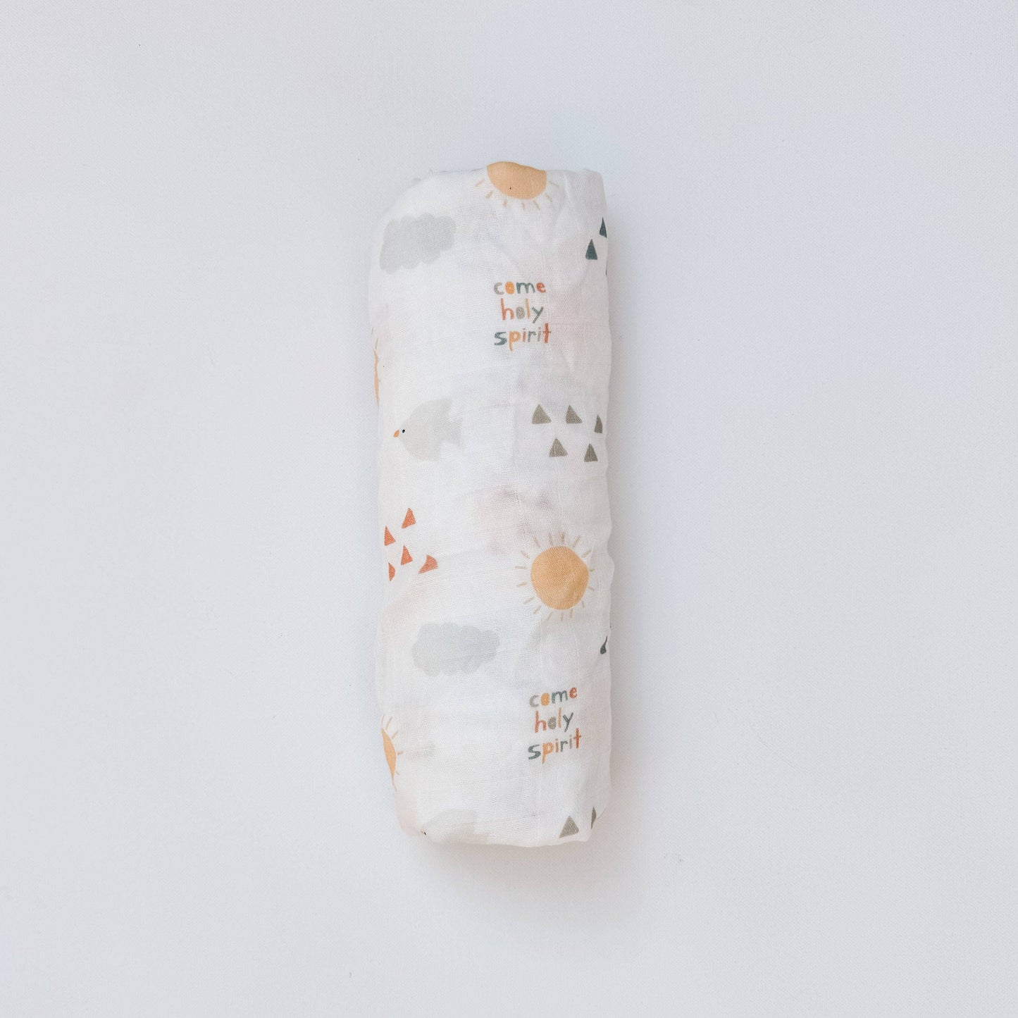 The Little Rose Shop - Come Holy Spirit - Catholic Baby Muslin Blanket Swaddle