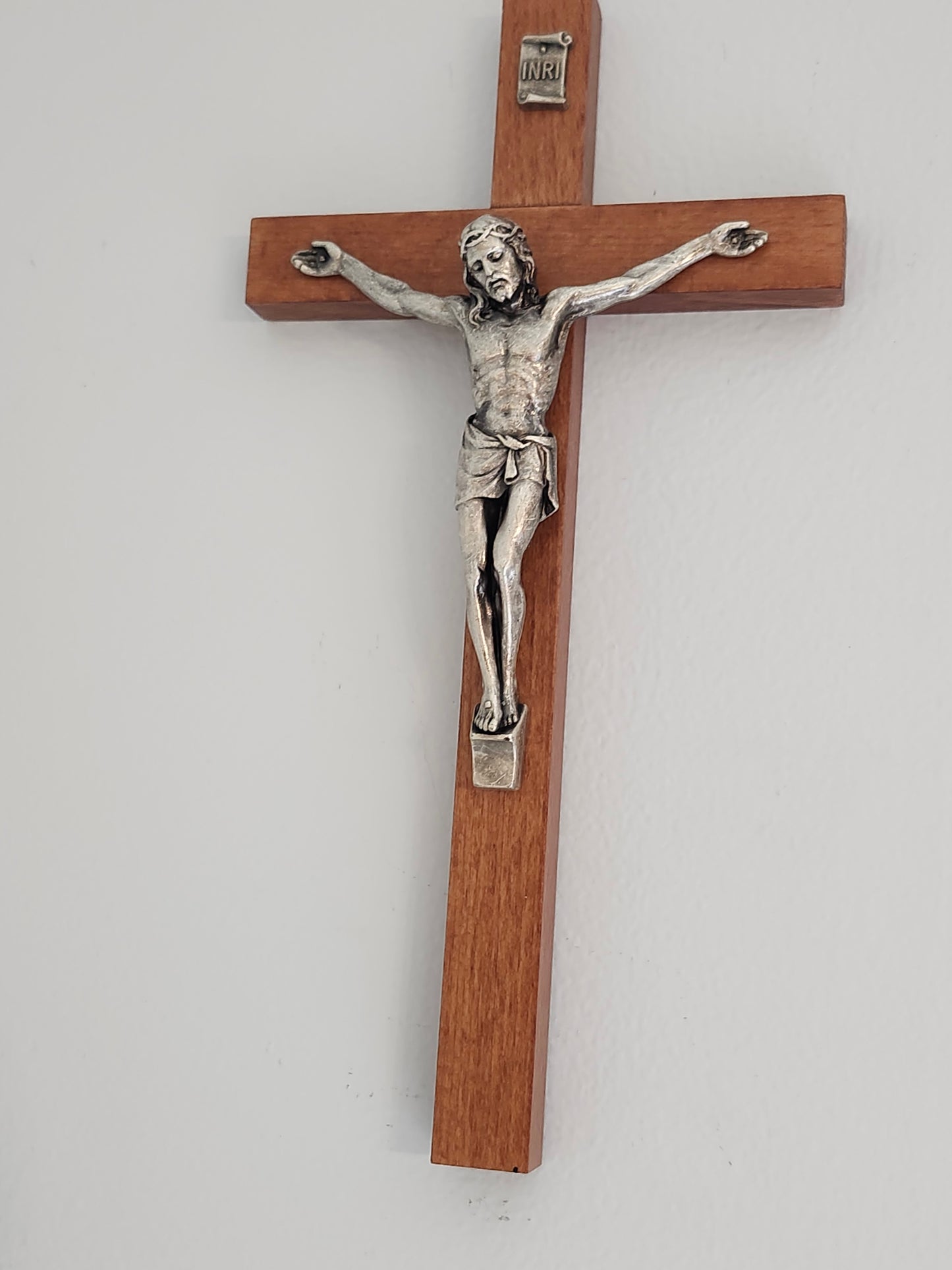 10” Wood Crucifix with Silver Corpus