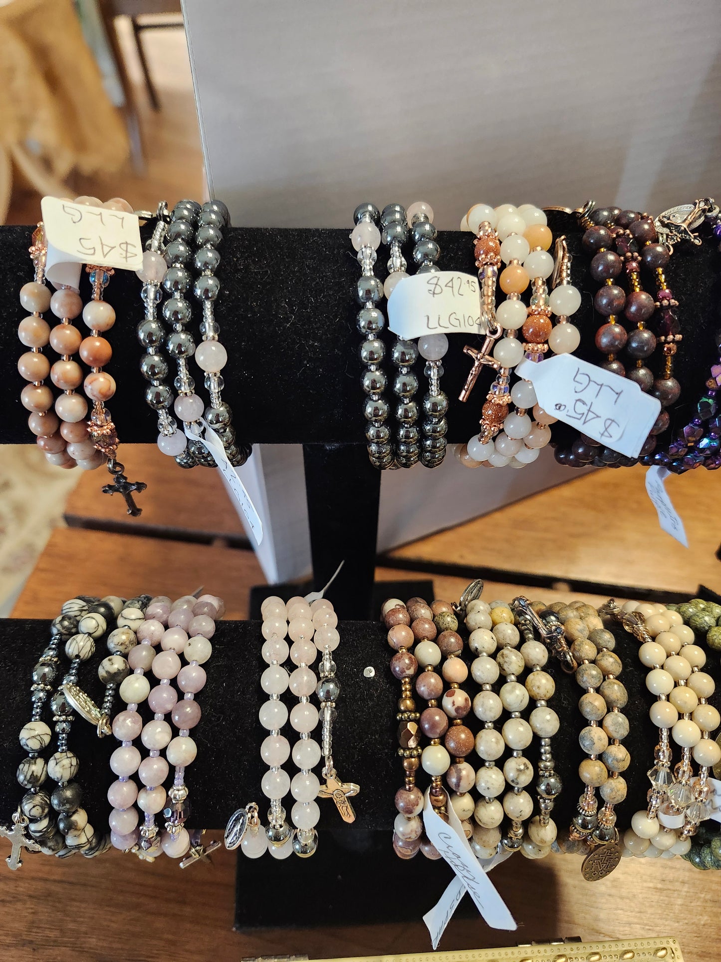 Linda's Hand Beaded Rosary Bracelets