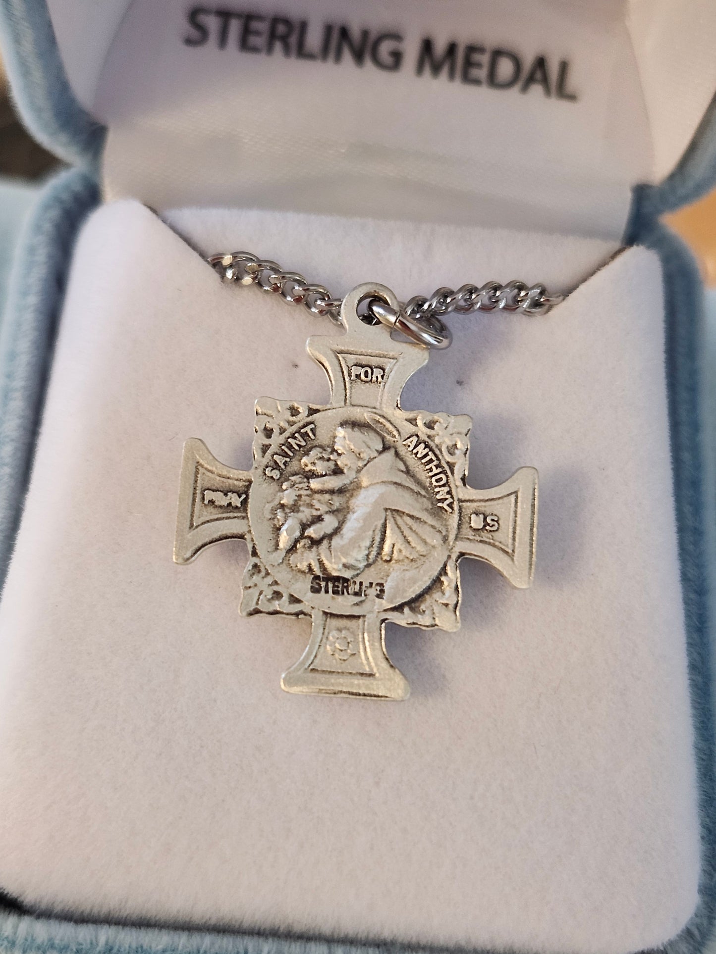 Sterling Silver St Francis/ St Anthony on 18” chain