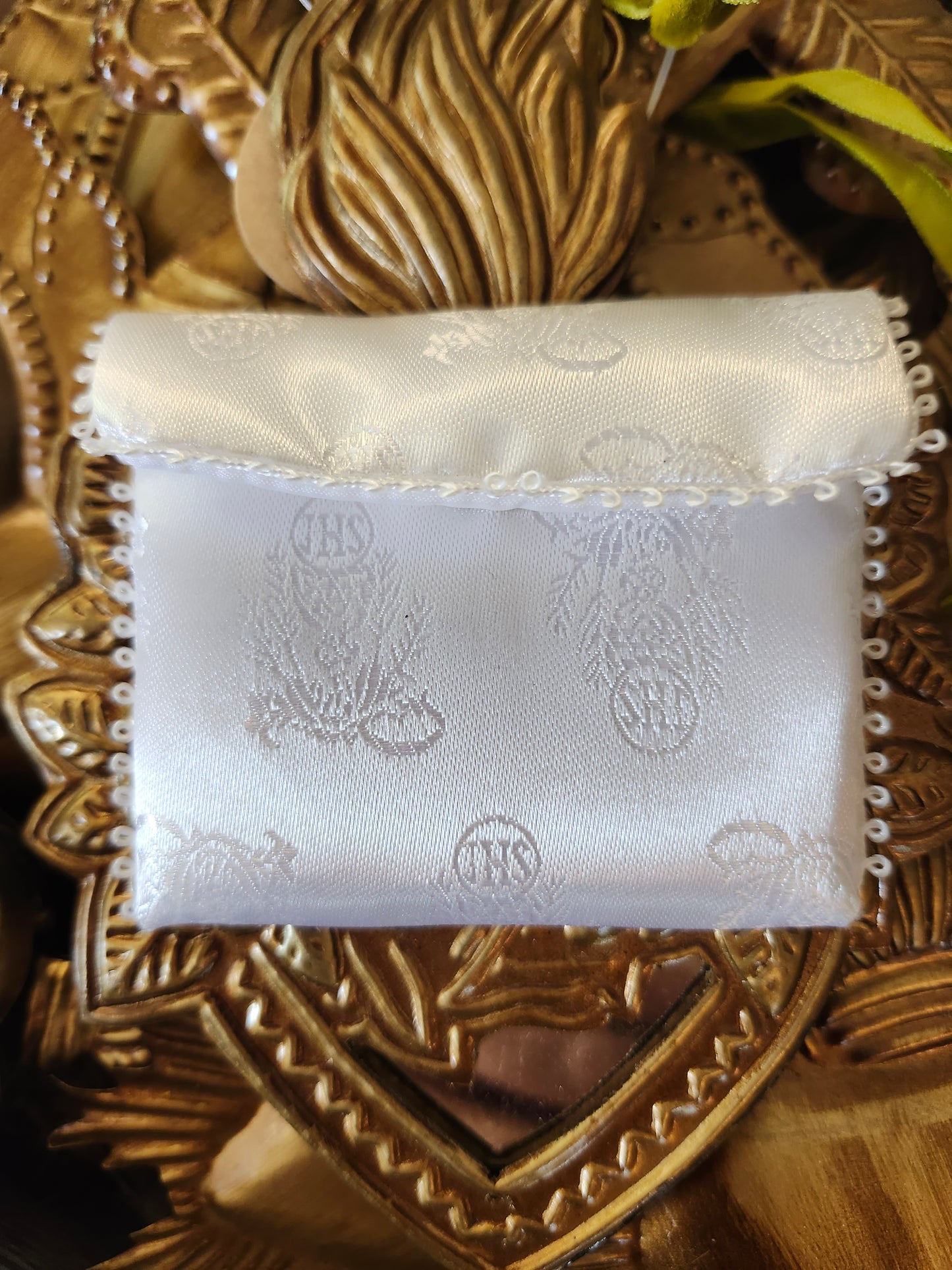 White Satin Rosary Pouch