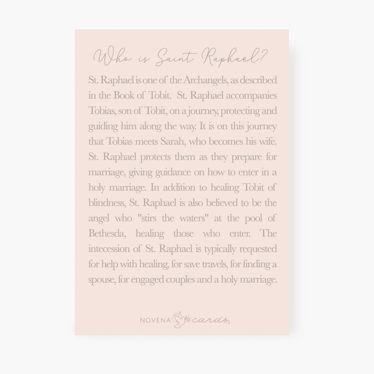 St. Raphael Prayer Card Wise Choice of a Marriage Partner Beige