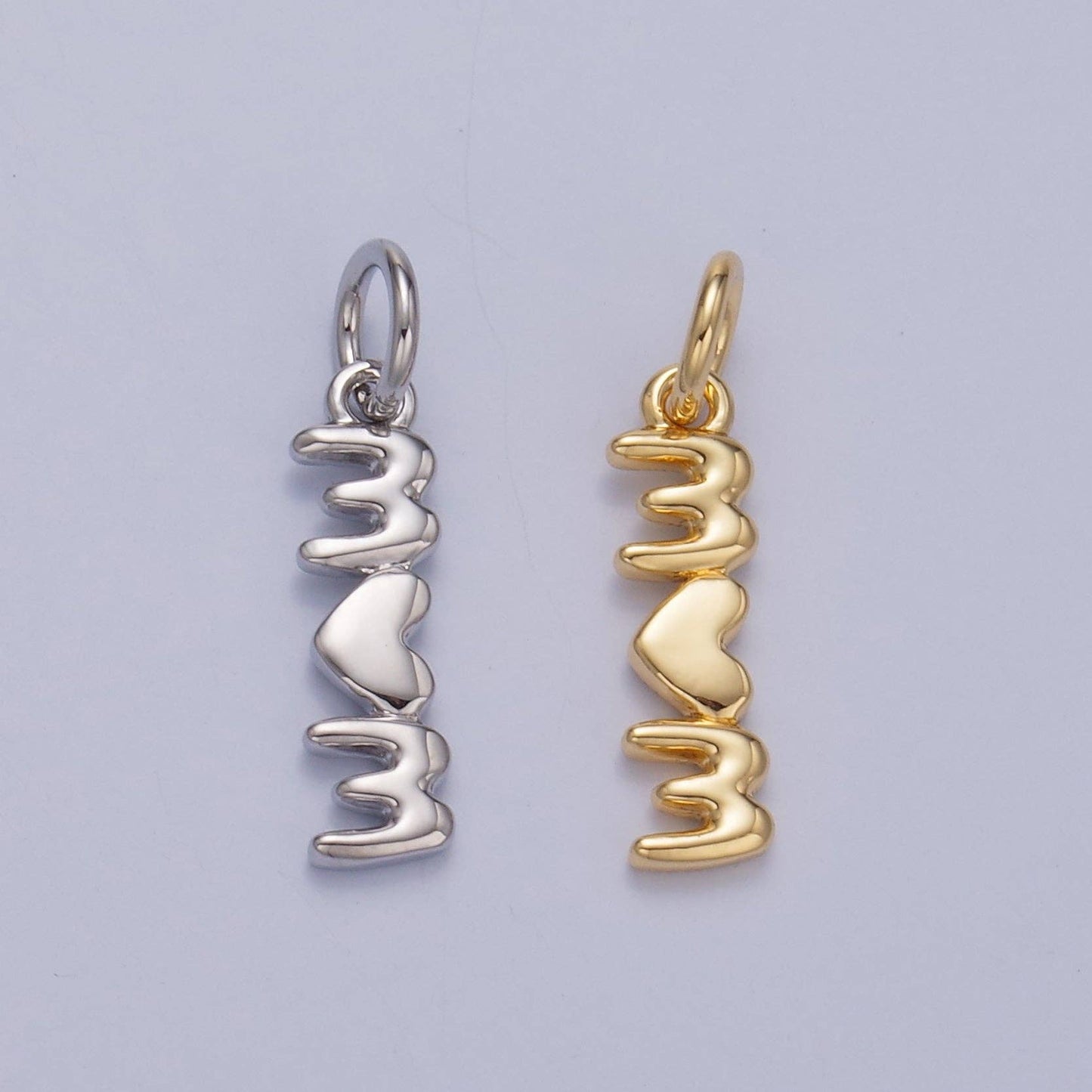 Aim Eternal - 24K Gold Filled "MOM" Heart Script Charm in Gold & Silver | W789