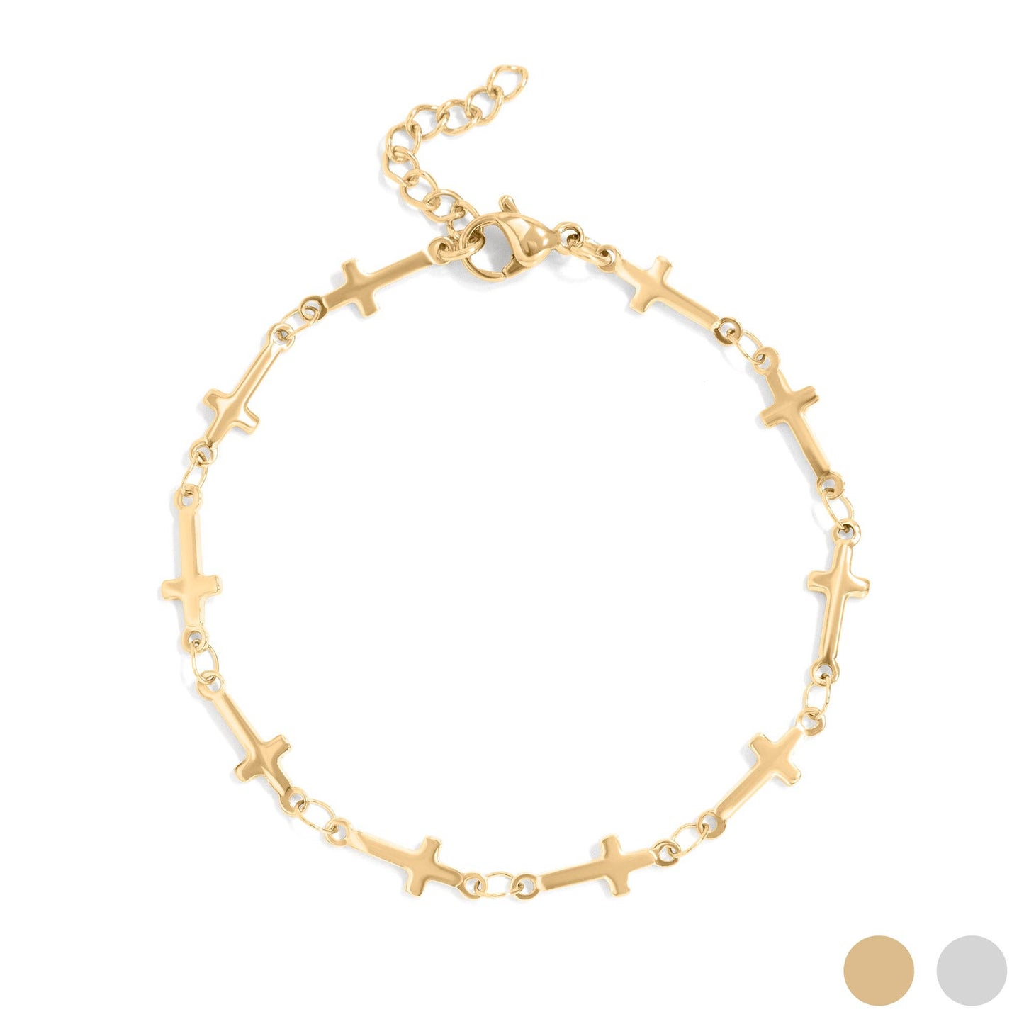 WJW - 18K Gold PVD Stainless Steel Cross Chain Bracelet