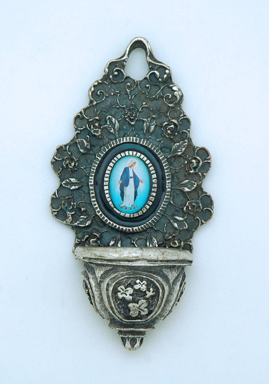 Contreras Designs - IA3636S - Italian Silver Enameled Grace Holy Water Font