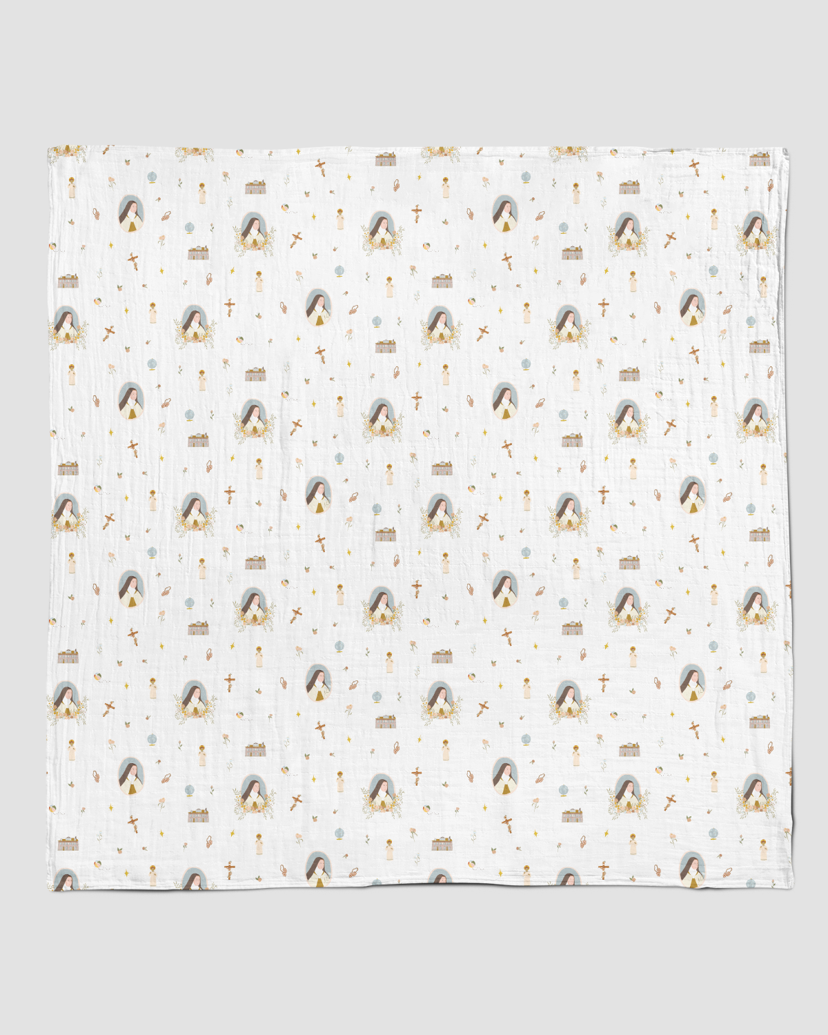 Be A Heart - St. Therese of Lisieux Muslin Swaddle Baby Blanket