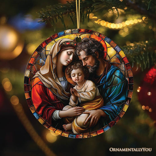 OrnamentallyYou - The Holy Embrace Stained Glass Themed Ceramic Ornament