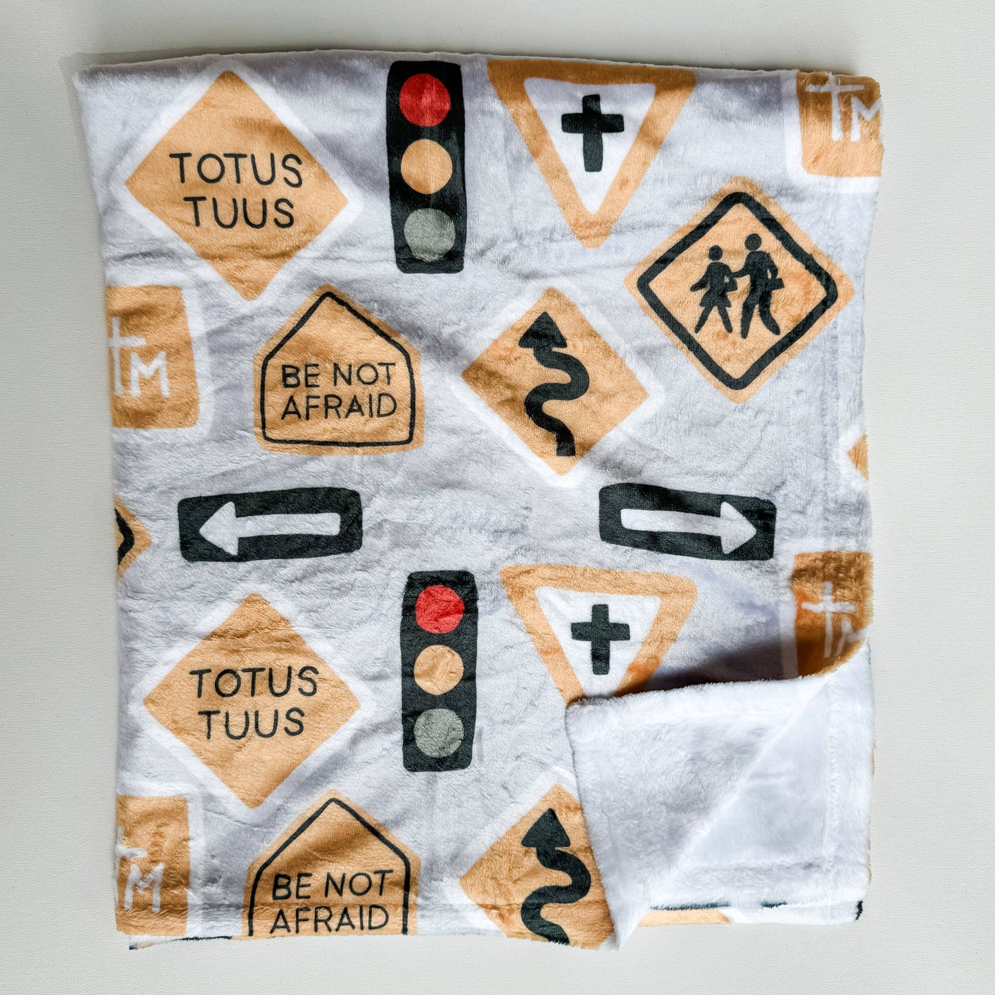 The Little Rose Shop - JPII Road Signs Minky Blanket