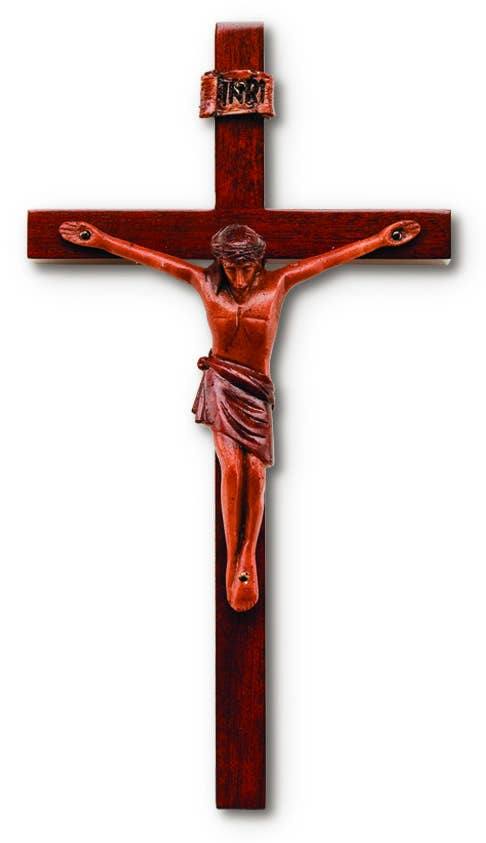 - 8" Crucifix - Mahogany/Resin