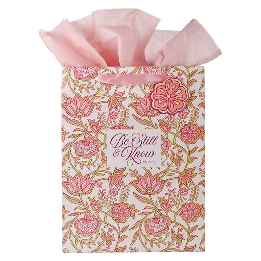 Christian Art Gifts - Gift Bag LG Portrait Be Still Ps. 46:10