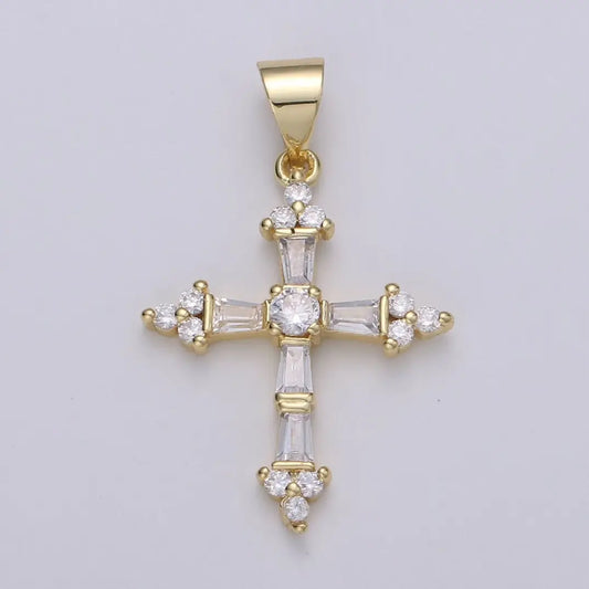 14k Gold Filled Jeweled Cross Necklace