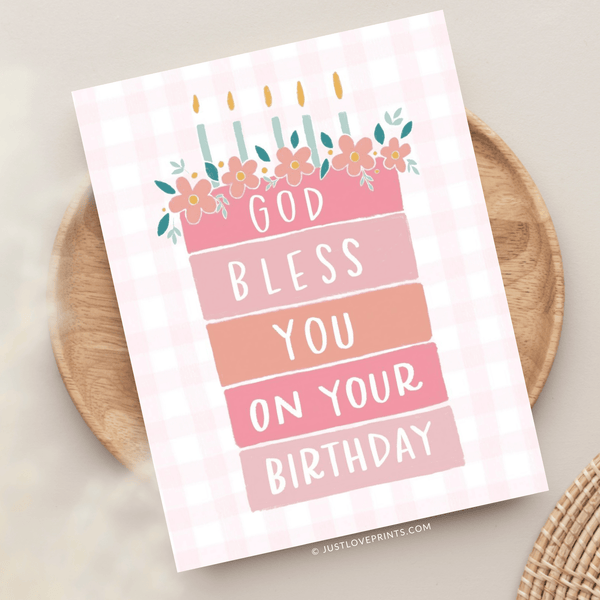 Just Love Prints - God Bless You On Your Birthday Greeting Card