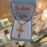 Gold over Sterling Silver Budded Crucifix