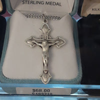 Large Sterling Silver Crucifix with Flared Tips