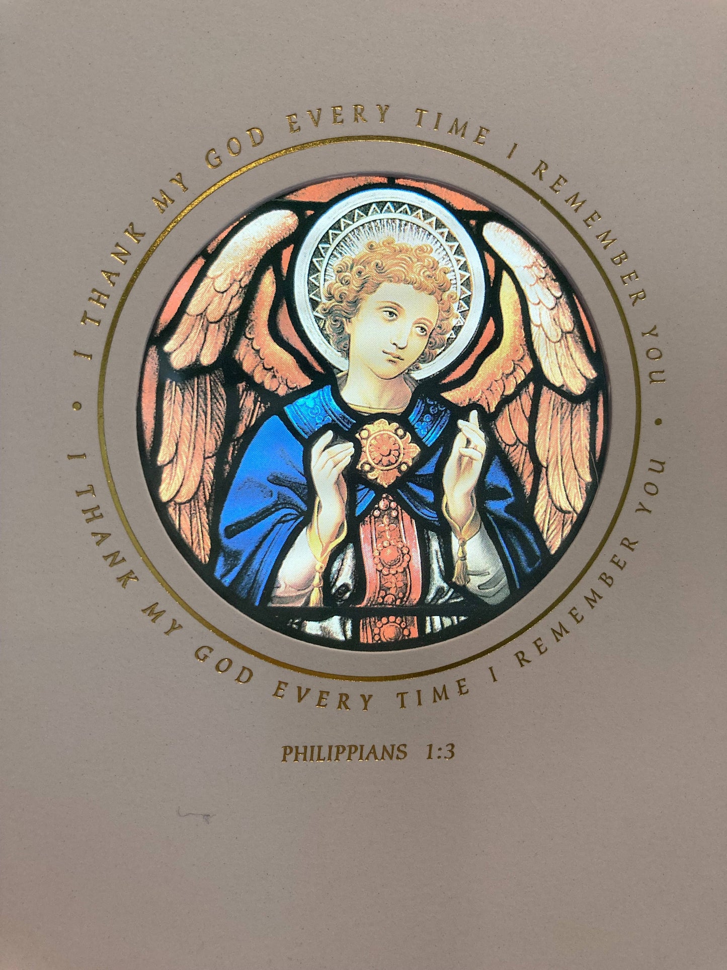 Bright Greetings - Angel stained glass sun-catcher greeting card