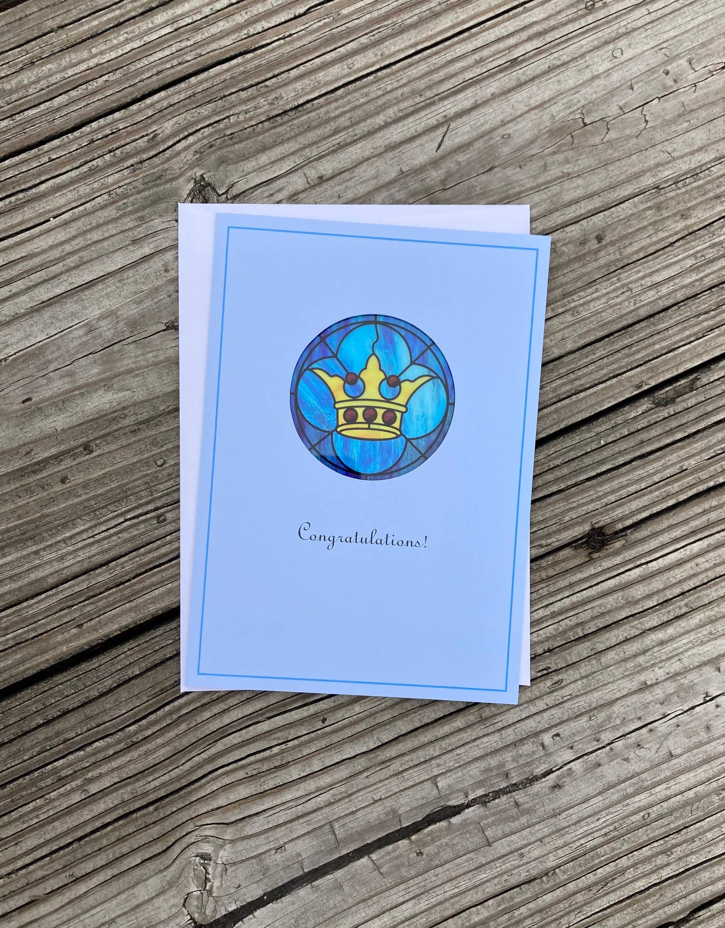 Bright Greetings - Congratulations crown sun-catcher card with scripture
