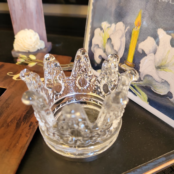 Glass Crown Rosary Holder