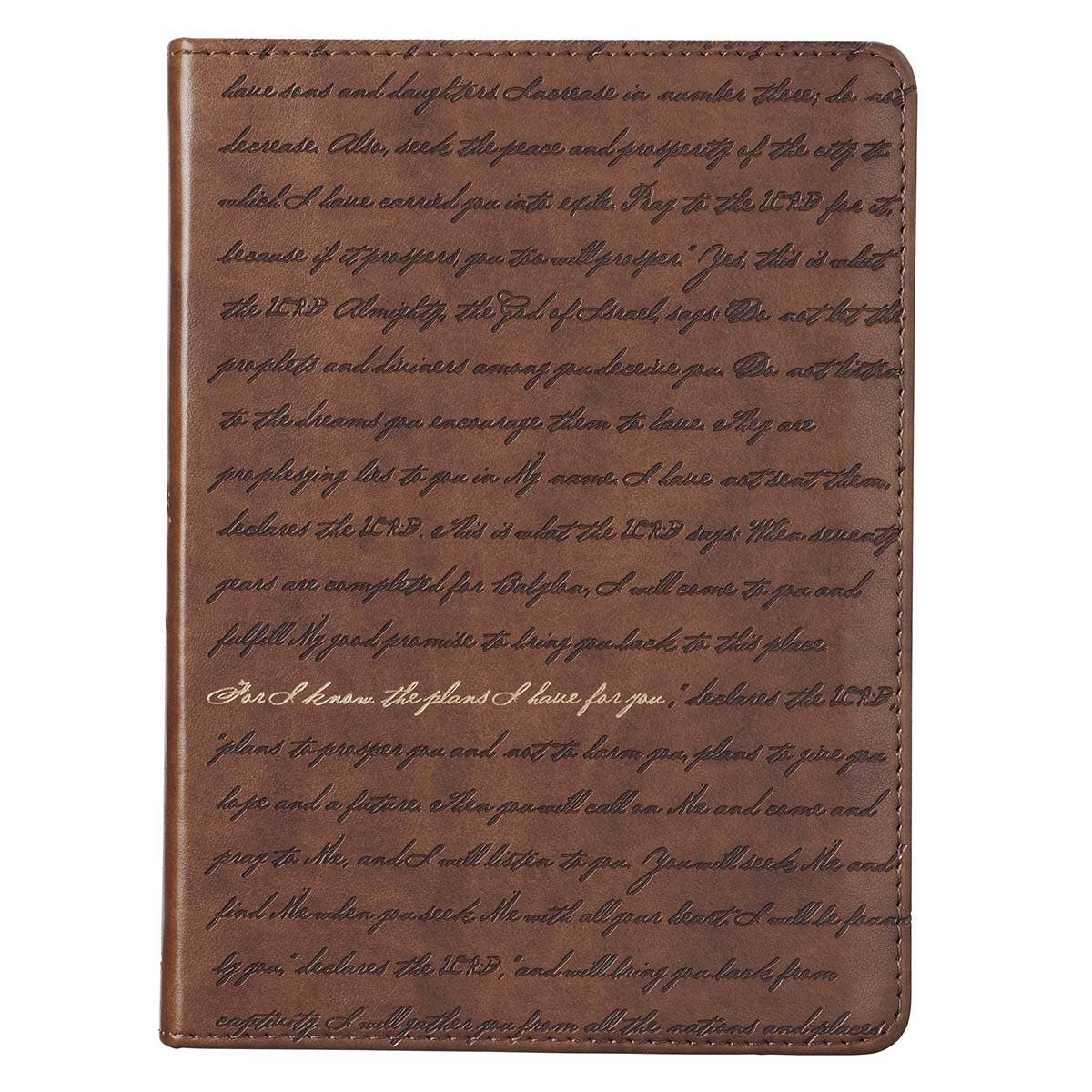 Christian Art Gifts - Journal Handy Brown I Know the Plans Jer. 29:11