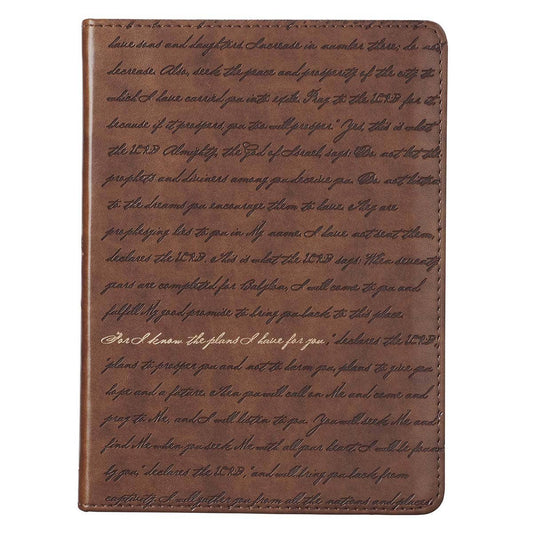 Christian Art Gifts - Journal Handy Brown I Know the Plans Jer. 29:11