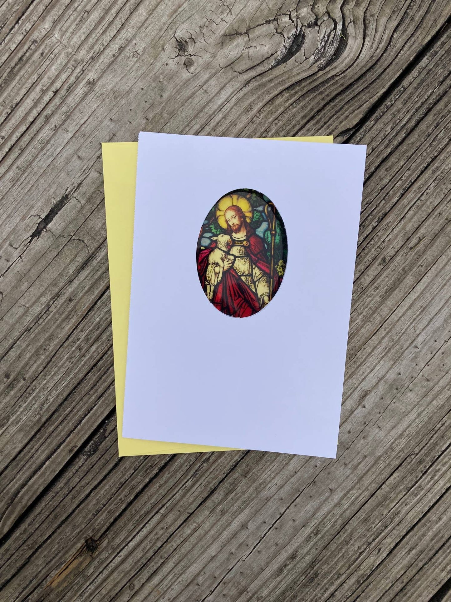 Bright Greetings - The Good Shepherd sun-catcher card