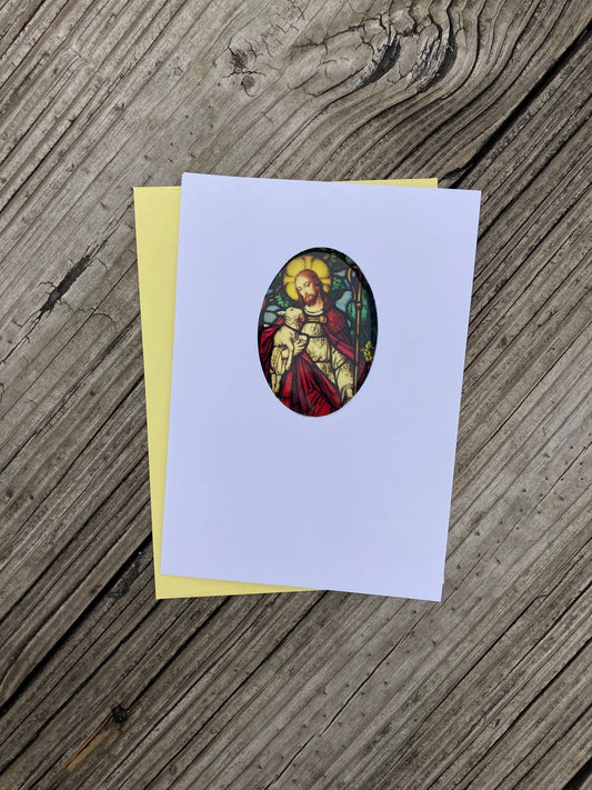 Bright Greetings - The Good Shepherd sun-catcher card