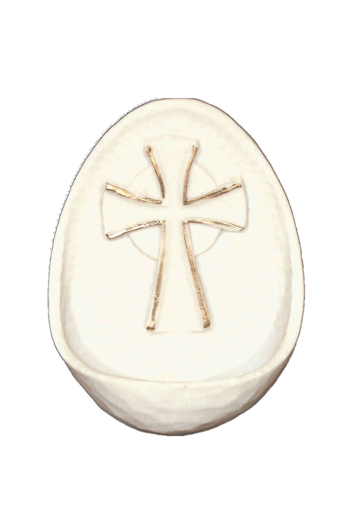 Goldscheider of Vienna - Crucifixion Font in White with Gold Highlights 5"