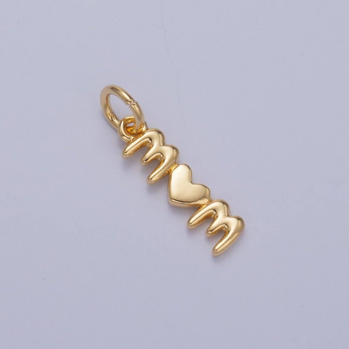 Aim Eternal - 24K Gold Filled "MOM" Heart Script Charm in Gold & Silver | W789