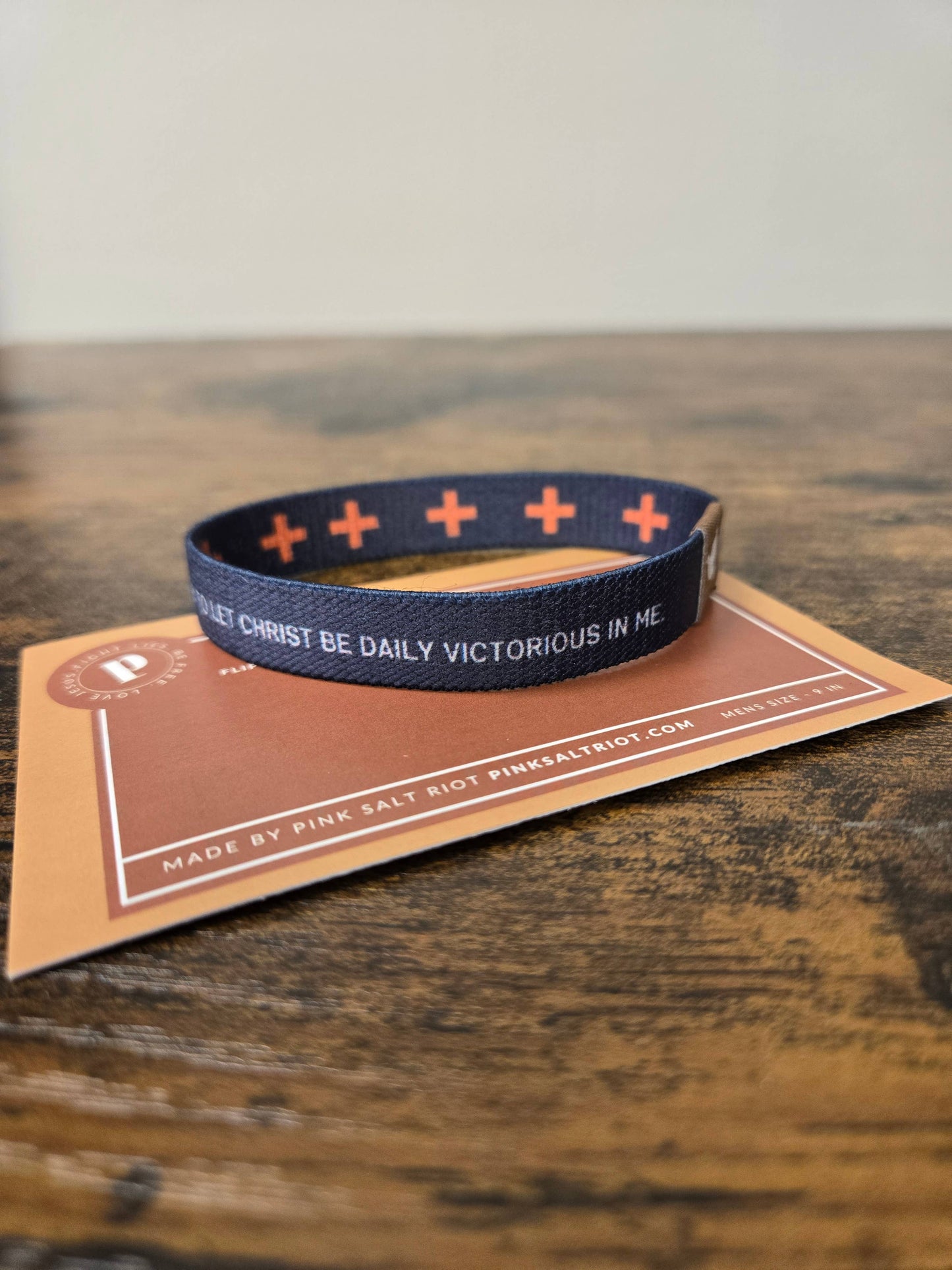 Pink Salt Riot - The Cross is the Victory Elastic Men's Wristband