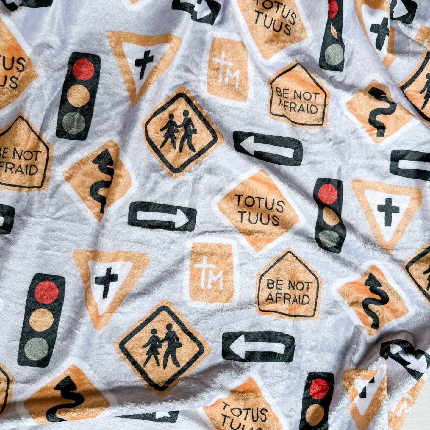 The Little Rose Shop - JPII Road Signs Minky Blanket