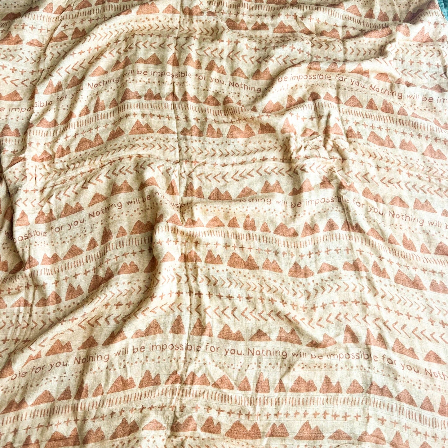 The Little Rose Shop - Catholic Luxury Double Sided Muslin Blanket - Faith Moves Mountains